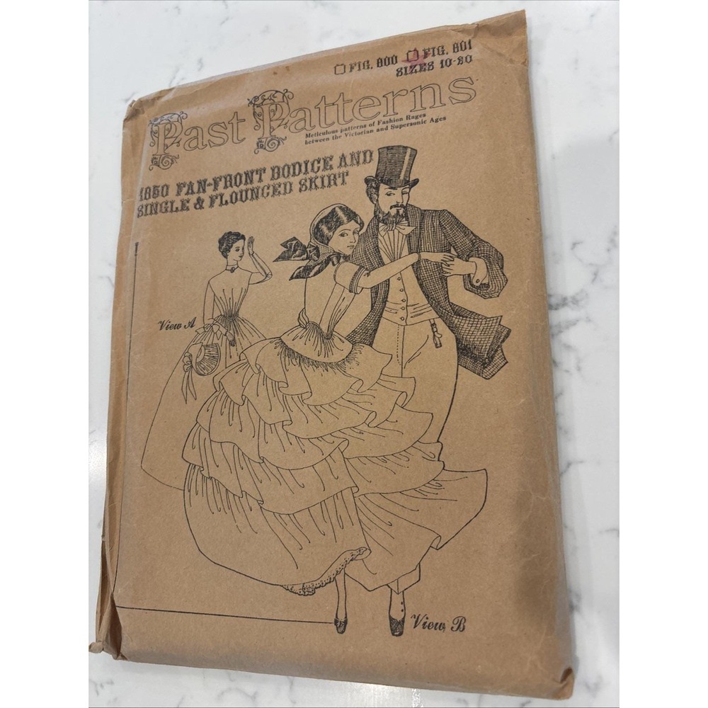 Vintage Past Patterns 1850 Fan Front Bodice Flounced Skirt Victorian Sewing 801